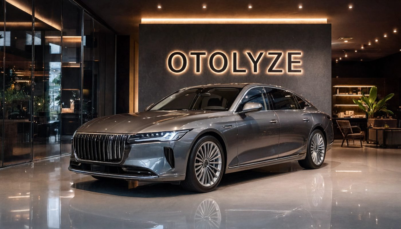 Otolyze showroom'unda sergilenen markasız lüks sedan